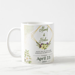 Elegant Botanical Wedding Invitation Coffee Mug