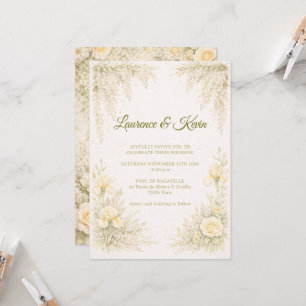 Elegant Botanical Wedding Invitation Green Floral