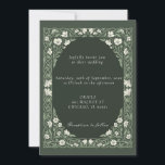 Elegant Botanical Wedding Invite Green Theme<br><div class="desc">Dark green wedding invitation with elegant white floral details creates a timeless and romantic look for your special day. The symmetrical botanical frame inspired by nature adds a refined and artistic touch. Perfect for garden weddings, forest-themed ceremonies, or fall and winter celebrations. The oval centre provides a clean space for...</div>