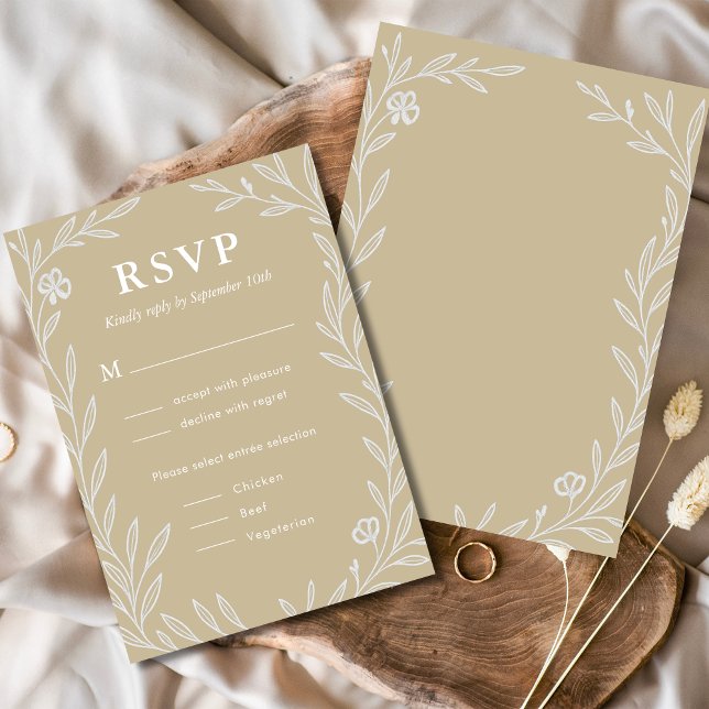 Elegant Botanical Wedding Meal Choice RSVP Card (Creator Uploaded)