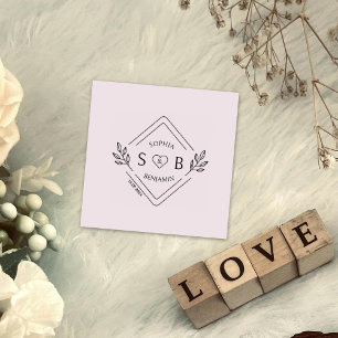 Elegant Botanical Wedding Monogram  Rubber Stamp