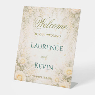 Elegant Botanical Wedding  Pedestal Sign