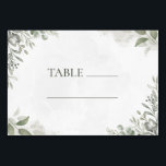 Elegant Botanical Wedding Table Number Place Card<br><div class="desc">The Watercolor Botanical Elegant Greenery Wedding Table Number Place Card is a beautiful addition to any wedding reception. The card features delicately painted greenery leaves in the corners, adding a touch of natural beauty to the design. The soft green colour palette used in this place card creates a serene and...</div>