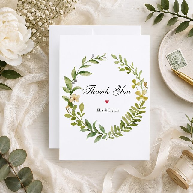 Elegant Botanical Wedding Thank You Card (Creator Uploaded)