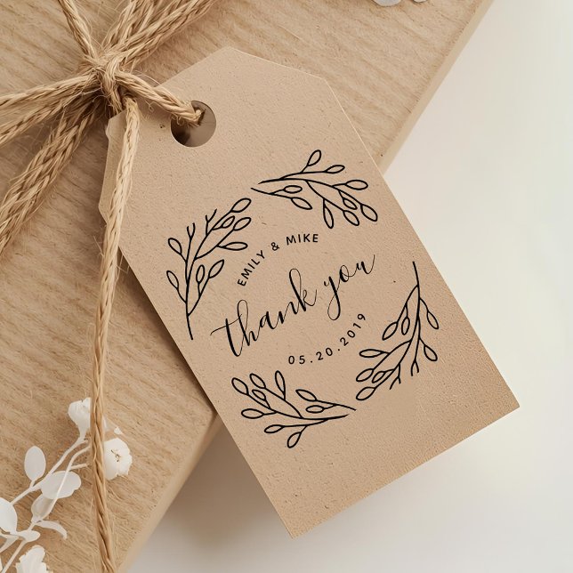 Elegant Botanical Wedding Thank You Rubber Stamp (Creator Uploaded)