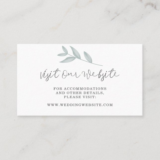 Elegant Botanical Wedding Website Insert card (Front)