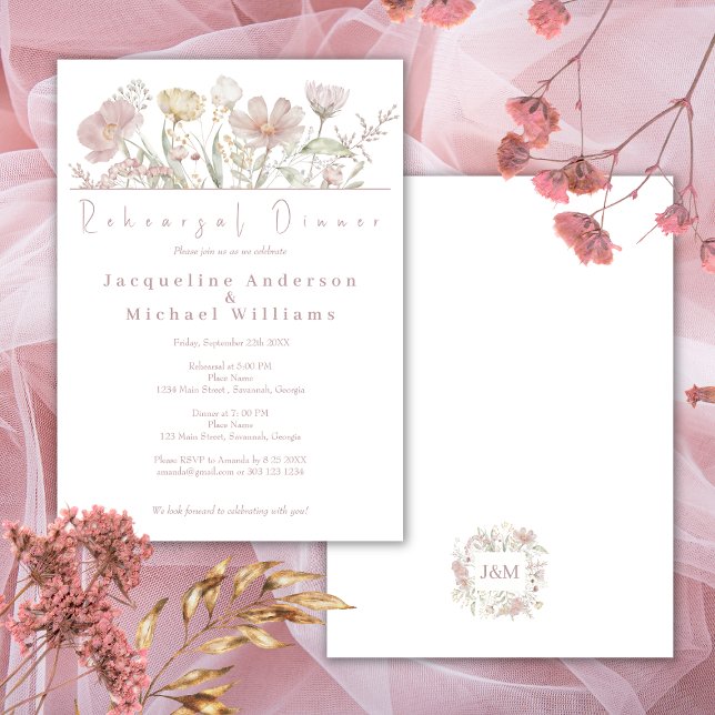 Elegant Botanical Wildflowers Rehearsal Dinner Invitation (Creator Uploaded)