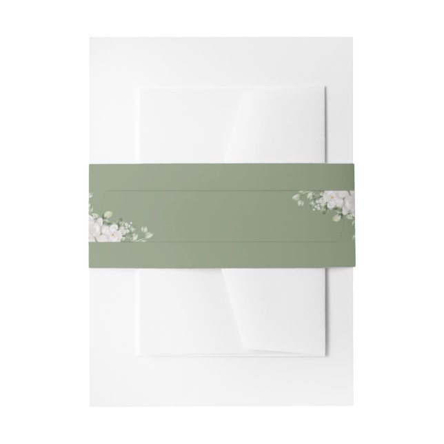 Elegant Botanical Wrap | Sage Green Belly Band Invitation Belly Band (Front Example)