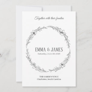 Elegant Botanical Wreath Minimalist Wedding Invita Invitation
