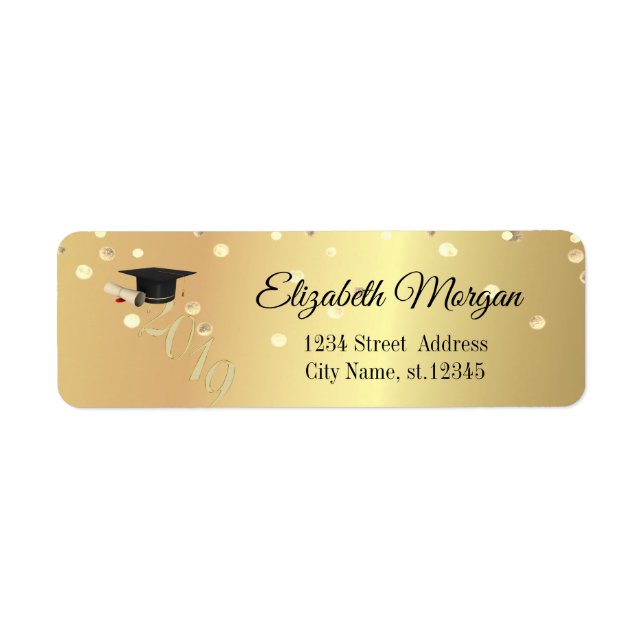 Élégant bouchon de diplôme d'or, Confetti (Devant)