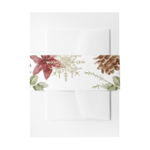 Elegant Bouquet   Christmas Holiday Wedding Invitation Belly Band