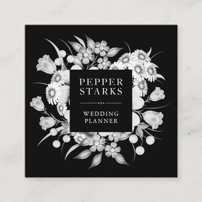 Elégant Bouquet de fleurs blanches | CARTE DE VISI (Devant)