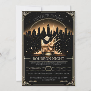 Elegant Bourbon & Whiskey Tasting Party Invitation
