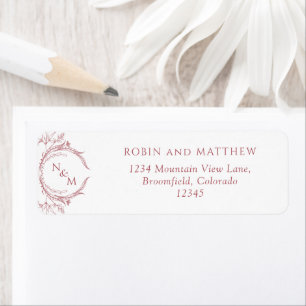Elegant Bourgogne Monogram Mariage Adresse de reto