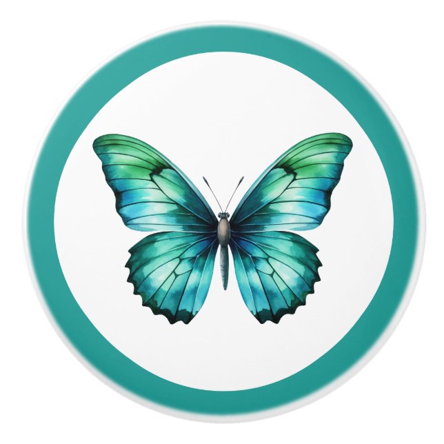 Elégant bouton papillon Turquoise Turquoise Blue D (Devant)