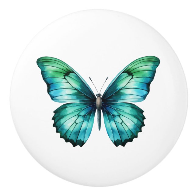 Elégant bouton papillon Turquoise Turquoise Blue D (Devant)