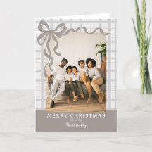 Elegant Bow and Plaid Personalized Photo Christmas
