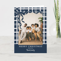 Elegant Bow and Plaid Personalized Photo Christmas