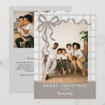 Elegant Bow and Plaid Personalized Photo Christmas