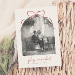 Elegant Bow Arch Photo Feliz Navidad Christmas Holiday Card<br><div class="desc">Celebrate your first holiday season as newlyweds with these elegant Christmas photo cards. Made to match our "Married & Merry Elegant Bow Arch Photo Christmas" cards. Ideal for Spanish-speaking or bilingual families. The design highlights an arch-shaped photo topped with a whimsical hand-drawn bow, with ‘feliz navidad’ in modern script lettering...</div>