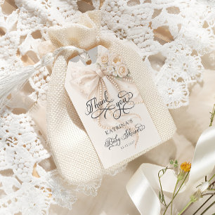 Elegant Bow Baby Shower Thank You Gift Tags