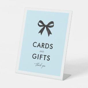 Elegant Bow Blue Cards and Gifts Bridal Shower Pedestal Sign