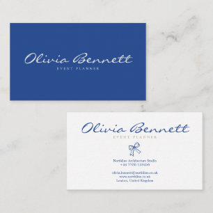 Elegant Bow Blue & White Business Card