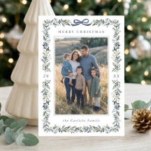 Elegant Bow Botanical Frame Christmas Multi Photo