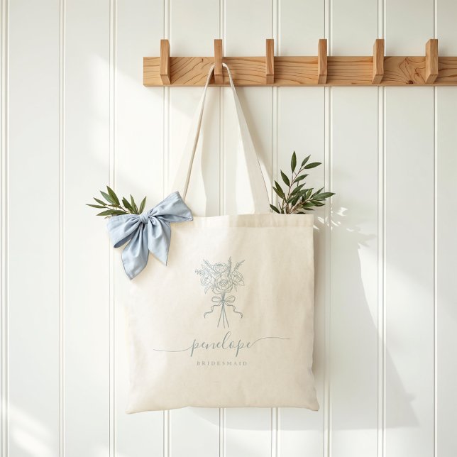 Elegant Bow Bouquet Personalized Bridal Party Gift Tote Bag (Elegant Bow Bouquet Personalized Bridal Party Gift Tote Bag (Front))
