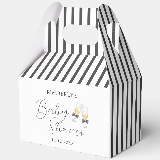 Elegant Bow Champagne  Sip & See Baby Shower Favor Box (Back)