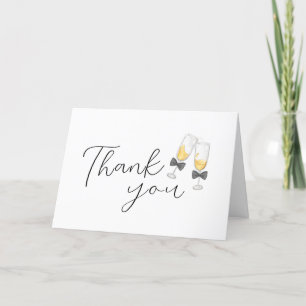 Elegant Bow Champagne Sip & See Baby Shower Thank You Card