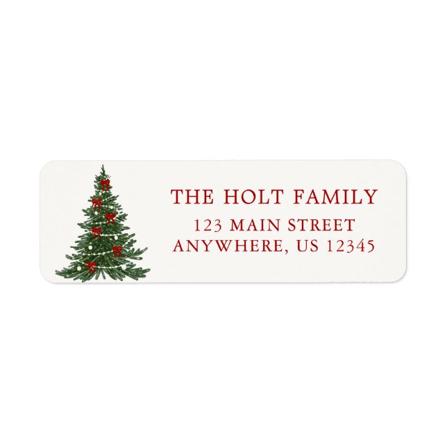 Elegant Bow Christmas Tree Address Label (Devant)