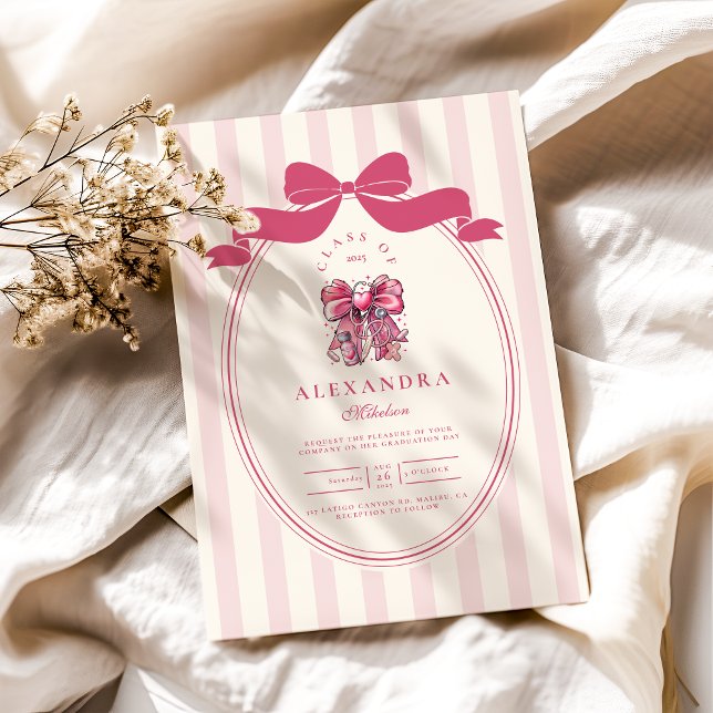 Elegant Bow Coquette Nursing School Graduate Invitation (Creator Uploaded)