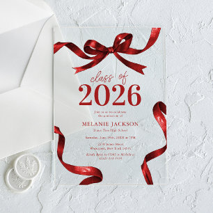Elegant Bow Graduation Party Acrylic Invitations