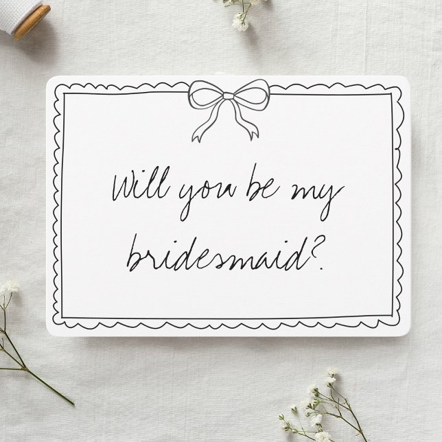 Elegant Bow Handwritten Bridesmaid Proposal Card (Creator Uploaded)