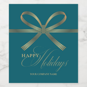 Elegant Bow Happy Holidays Wine Label