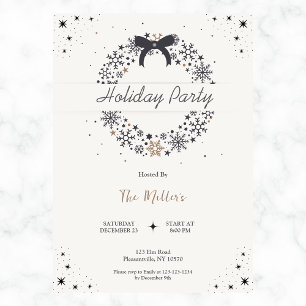 Elegant Bow Holiday Christmas Party Invitation