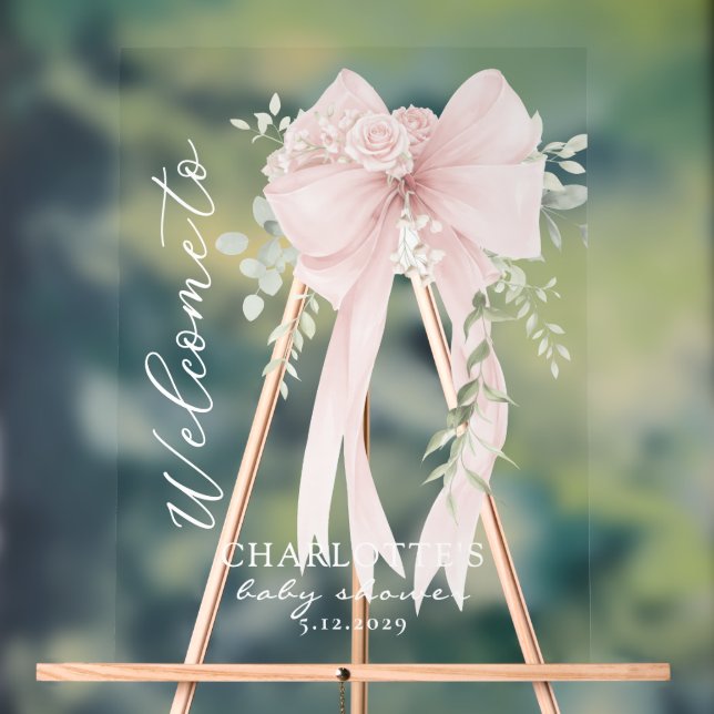Elegant Bow Neutral Baby Shower Welcome (Neutre)