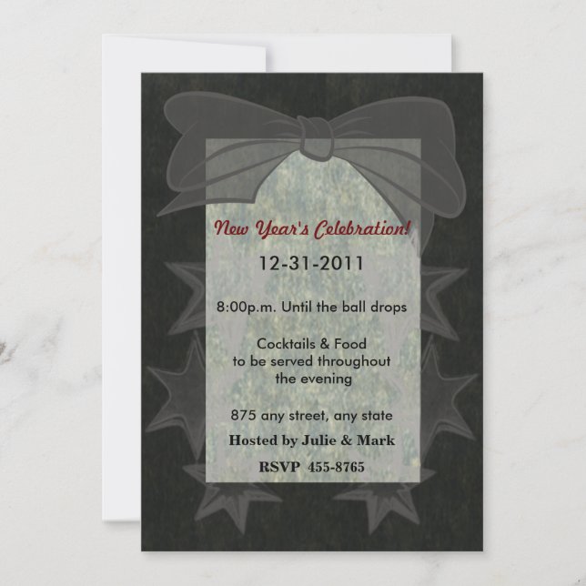Elegant Bow New Year's Invitation (Front)