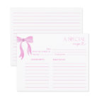 Elegant Bow Pink Watercolor Bridal Shower Recipe