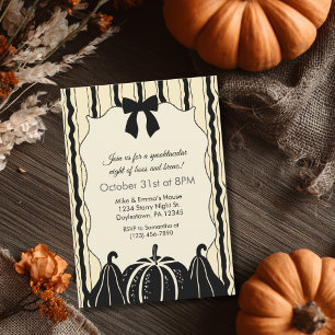 Elegant Bow Pumpkins and Stripes Chic Halloween  Invitation
