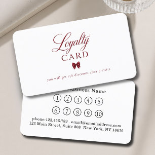 Elegant Bow Red White 10 Loyalty Cards