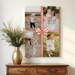 Elegant Bow & Ribbon Present Family Photo Collage Canvas Print