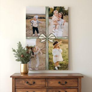 Elegant Bow & Ribbon Present Family Photo Collage Canvas Print