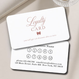 Elegant Bow Rosegold White 10 Loyalty Cards