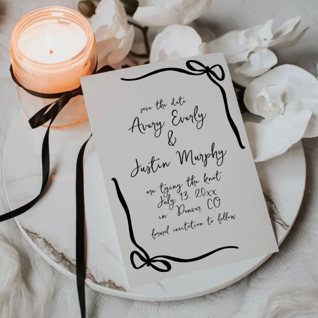 Elegant Bow Save The Date Card (Creator Uploaded)