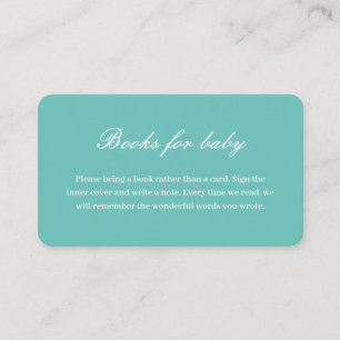 Elegant Bow Teal Blue Baby Shower Books For Baby Enclosure Card