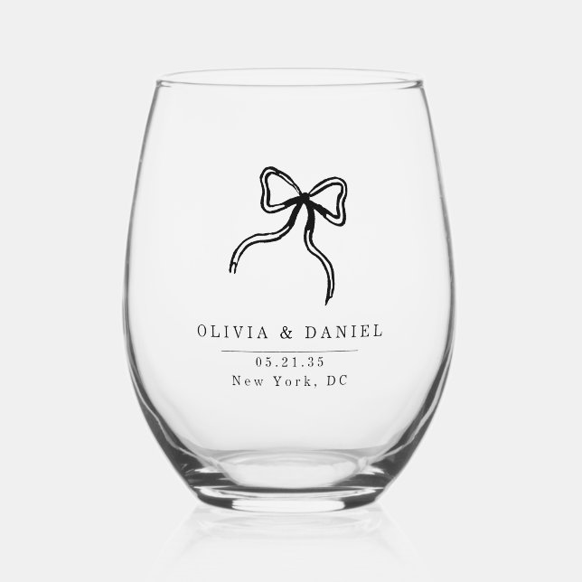 Elegant Bow Wedding favour Glass (Front)