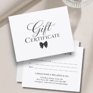 Elegant  Bow White Black Gift Certificate