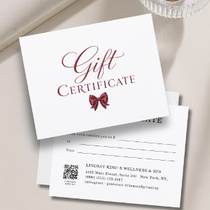 Elegant Bow White Red Gift Certificate